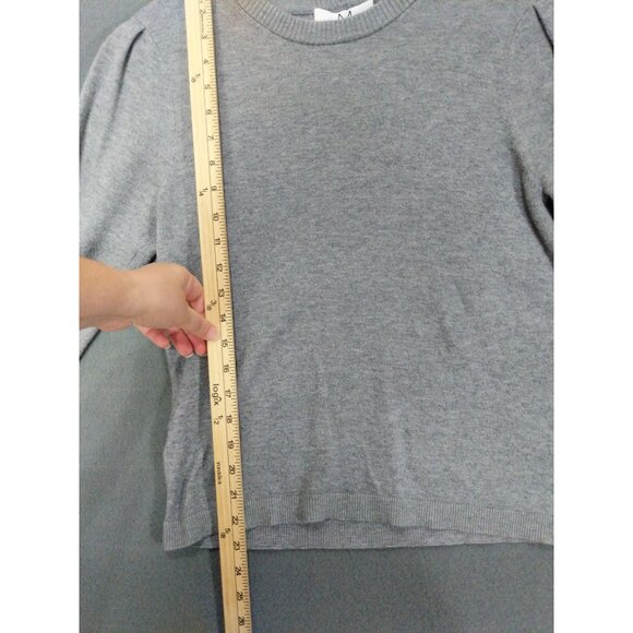 MAGASCHONI Womens Sweater SZ M Balloon Puff Sleeve Gray Knit Minimal Neutral - Picture 5 of 9